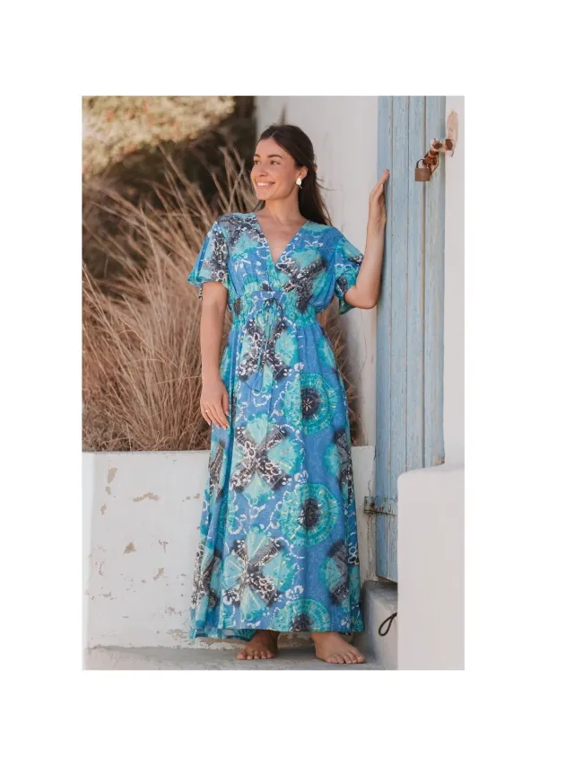 Isla Bonita By Sigris Lange Jurk Isla Bonita By Sigris Lange Midi-Jurk Blauw