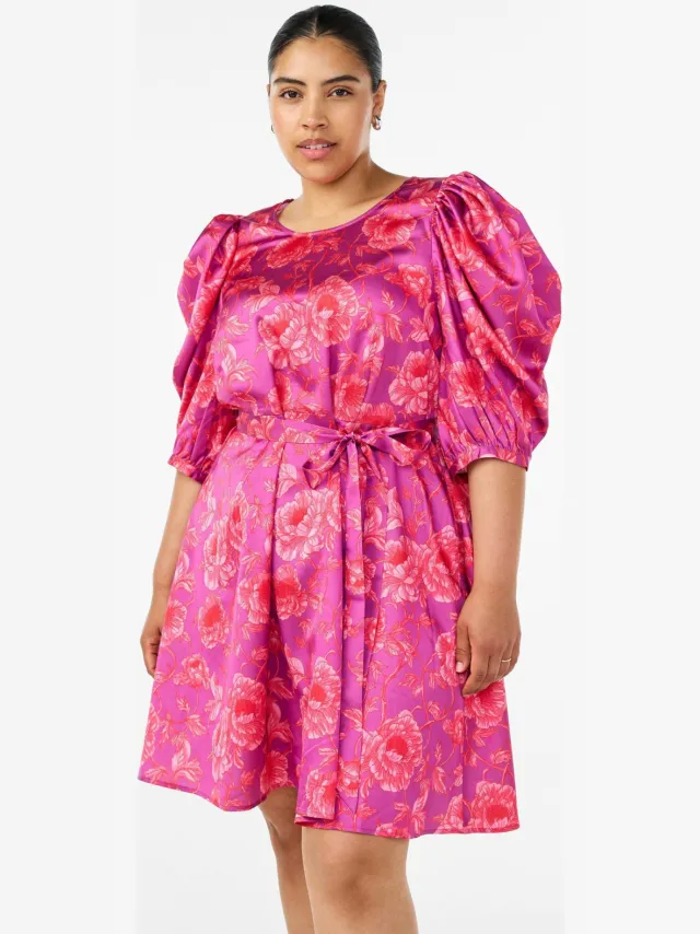 Zizzi gebloemde midi jurk Plus Size - roze