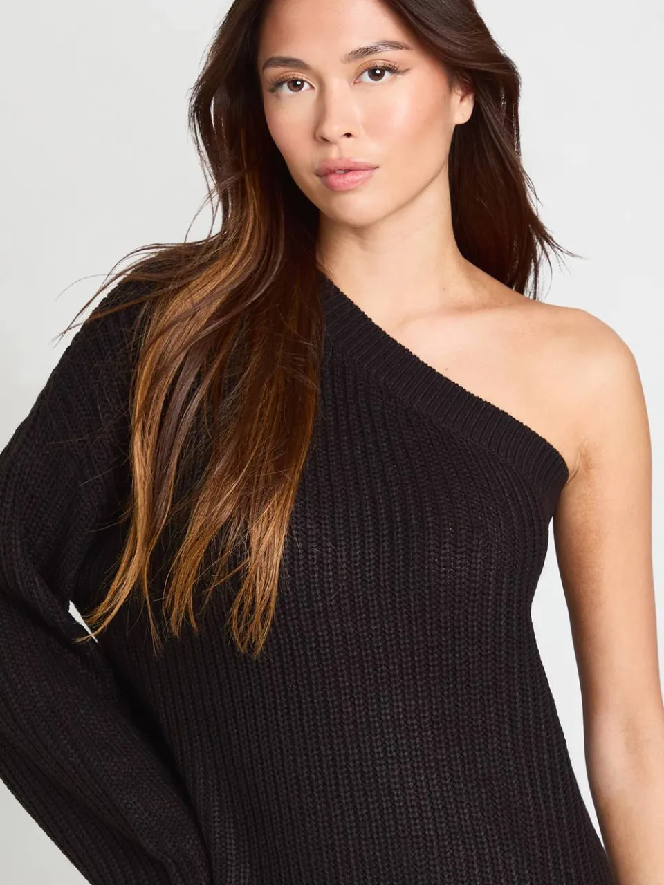 boohoo Dames Gebreide One Shoulder Mini Jurk zwart, foto 4