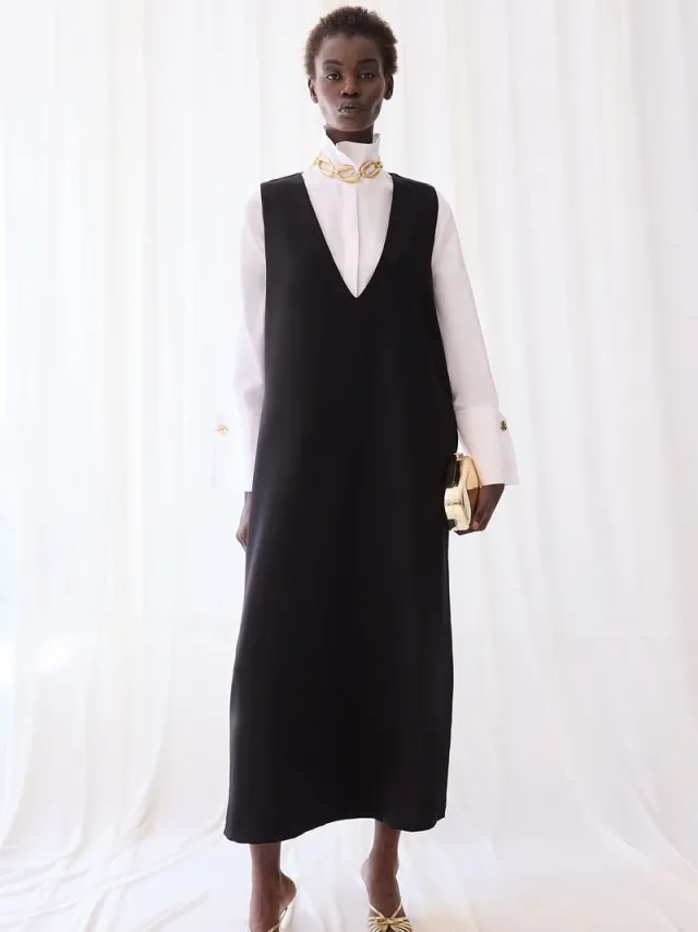 TOUCHÉ PRIVÉ Crepe jurk met V-hals - Zwart - Dames