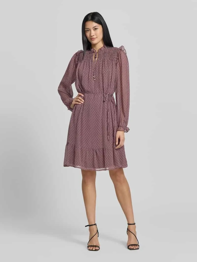 Christian Berg Woman Selection Knie-lange jurk met strikceintuur aubergine, foto 3