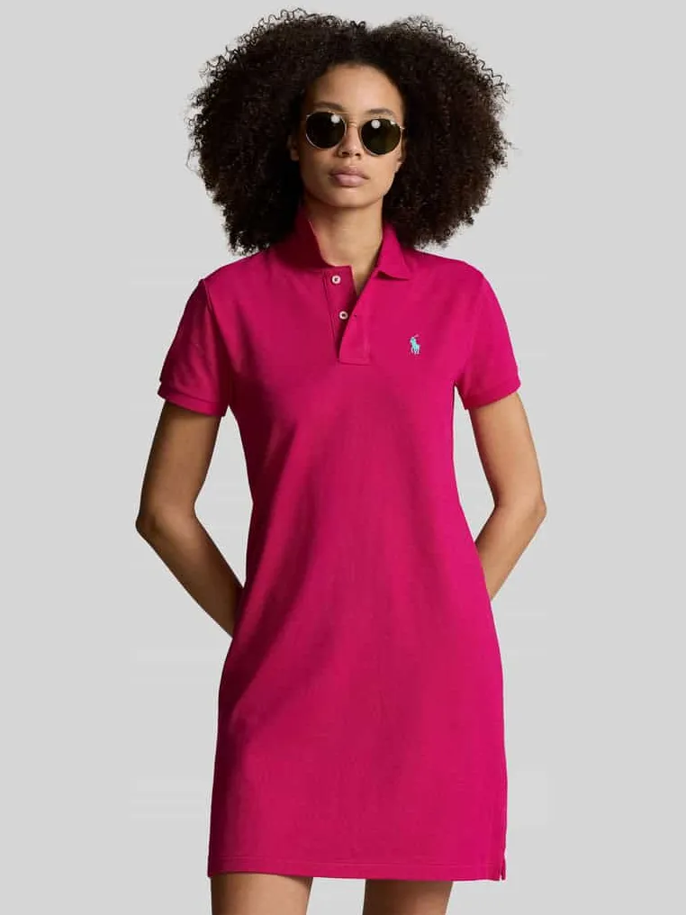 Polo Ralph Lauren mini-jurk met logostitching model 'Polo' Felroze