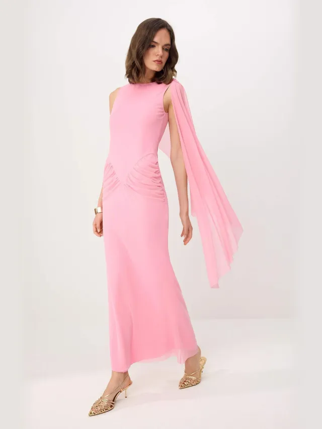 Trendyol TRENDYOLMİLLA Dames Roze Effen Maxi Mouwloos Diploma-uitreiking / Gala Recht Avond & Gala Jurk