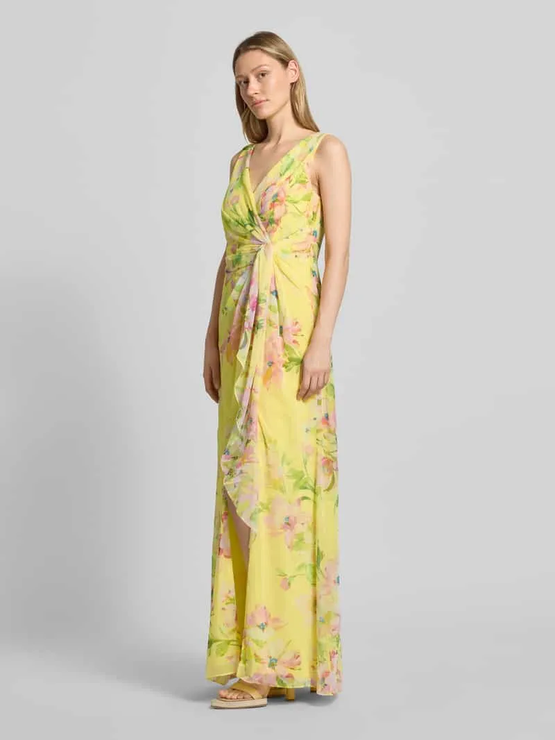 Adrianna Papell maxi-jurk in wikkellook met V-hals geel, foto 4