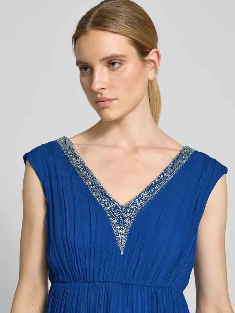 GUIDO MARIA KRETSCHMER WOMAN Avondjurk met siersteentjes en pailletten, model 'Melissa' donkerblauw, foto 3