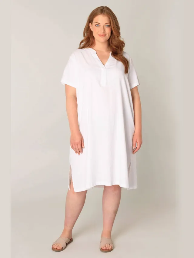 Base Level Curvy jurk met linnen ecru