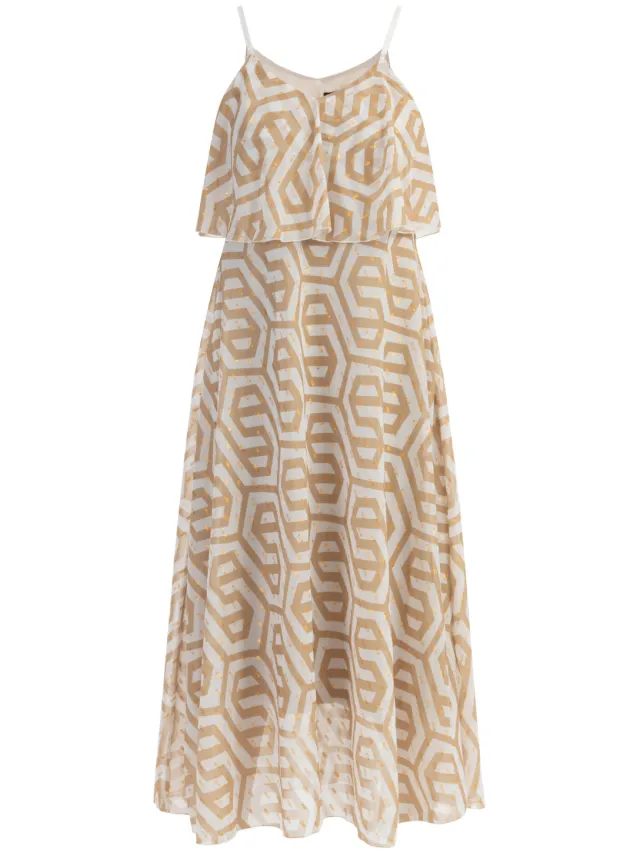 Faina Maxi jurk Dames beige wit, foto 2