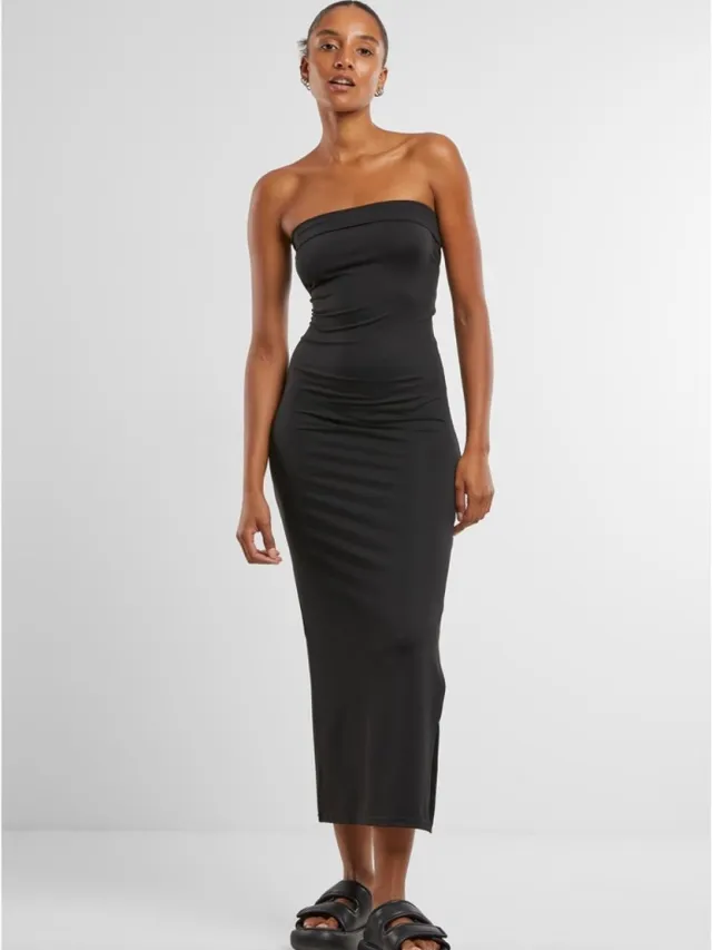 Urban Classics Bandeau Midi Lange jurk - 3XL - Zwart