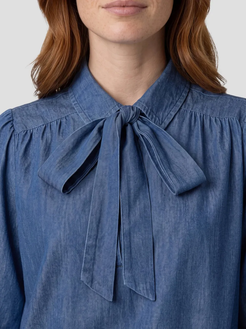 Anytime denimjurk met strikkraag dark blue, foto 4