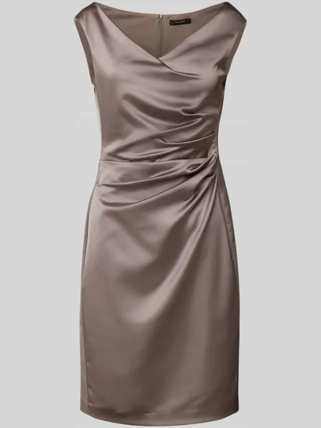 Vera Mont Cocktailjurk met watervalhals taupe, foto 2