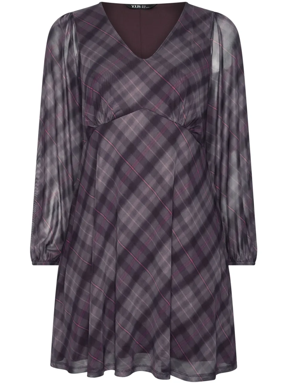 Yours Paarse Mesh Midijurk Met Ruitjespatroon, foto 3