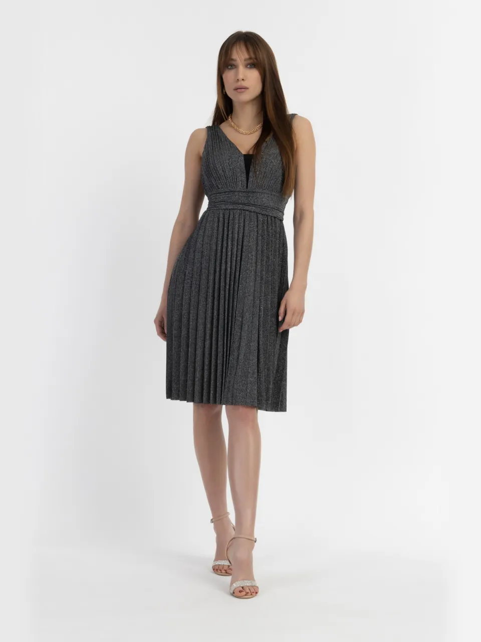 Faina midi-jurk Dames zwart zilver Zwart/Zilver