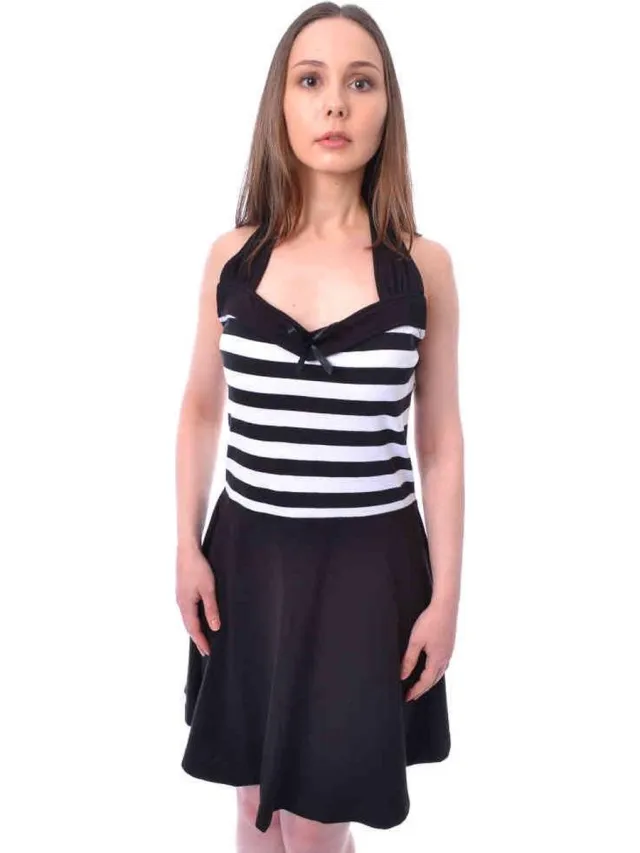Rockabella SOUTH Korte jurk - L - Zwart/Wit