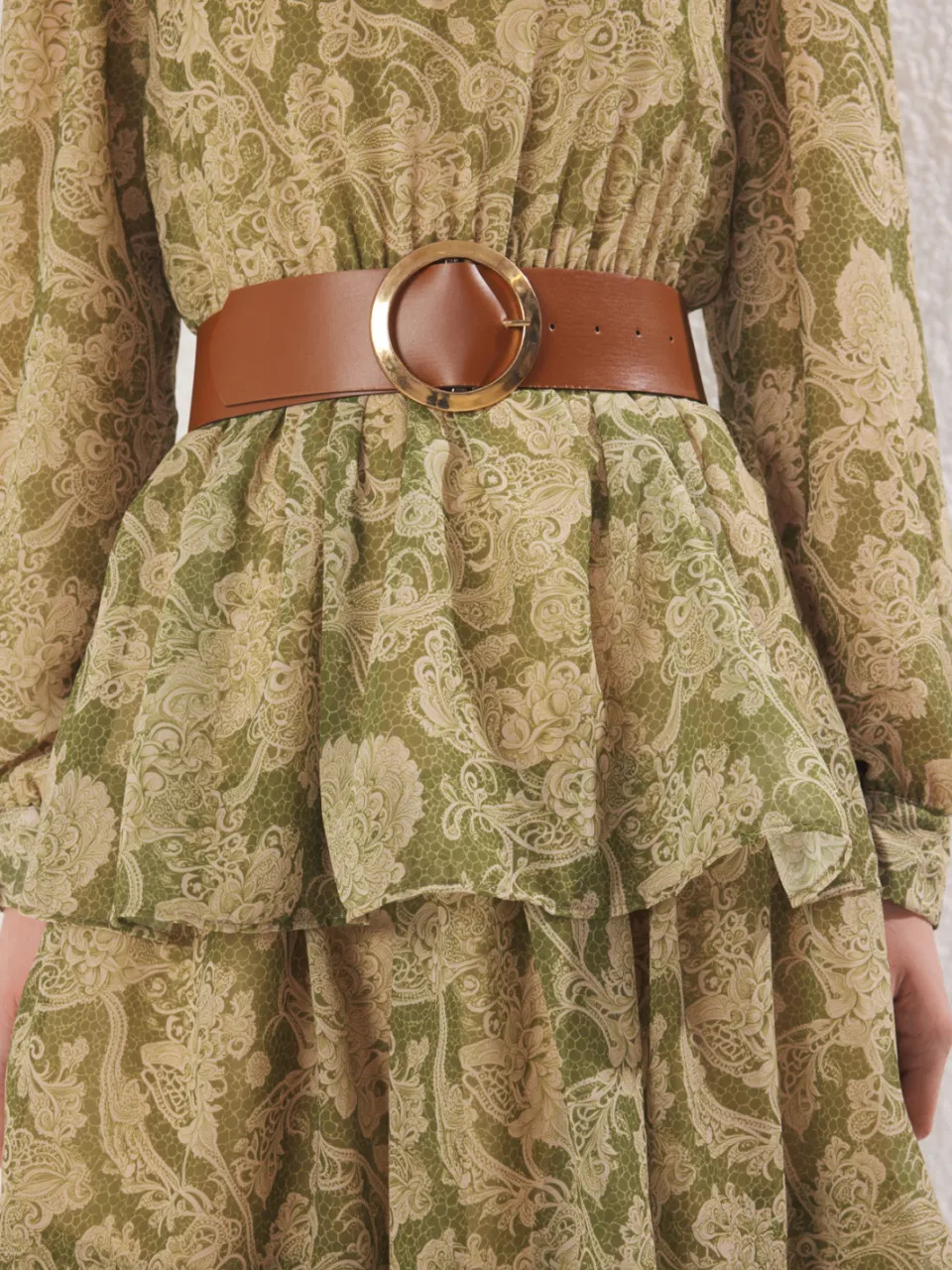 Trendyol Modest Dames Groen Bloemen Maxi Lang Casual Skater Modest Jurken, foto 2