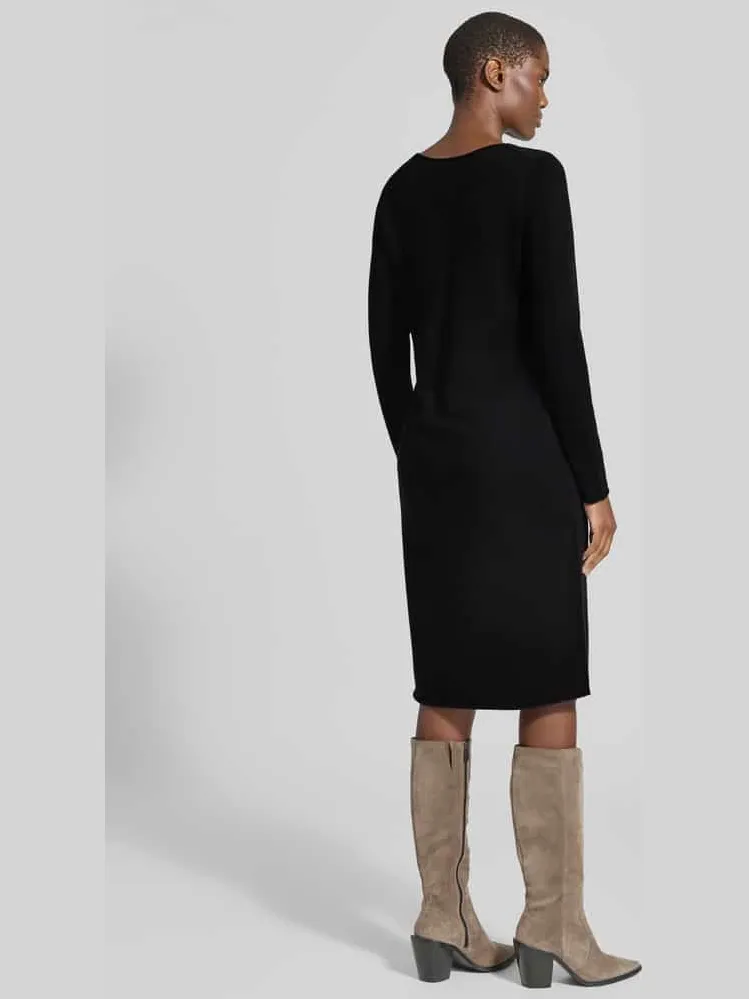 Christian Berg Woman Slim fit jurk van puur kasjmier in tricotlook zwart, foto 3