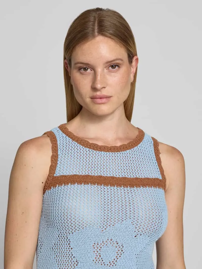 Jake*s Casual Tricotjurk met ronde hals en contraststrepen bleu, foto 4