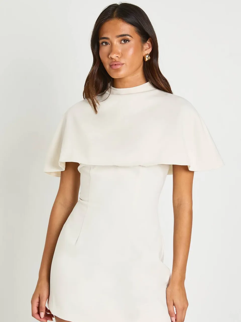 boohoo Dames Gestructureerde Mini-jurk Met Cape-omslagdetail ivoor, foto 3