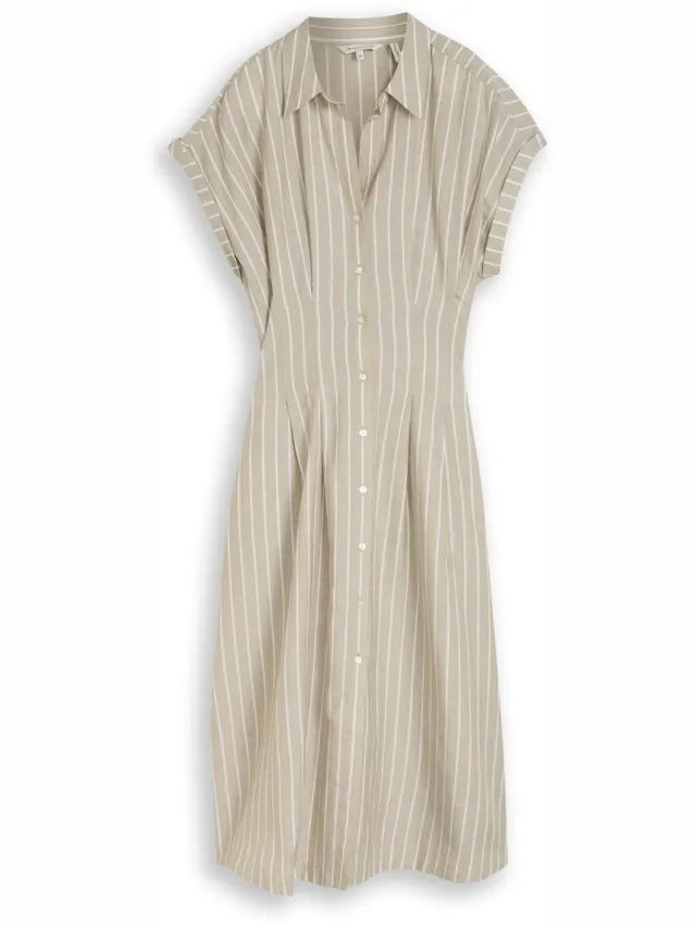 Tom Tailor Midi-jurk met streepmotief - olive irregular stripe