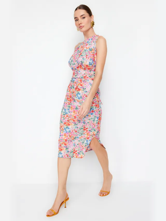 Trendyol TRENDYOLMİLLA Dames Meerkleurig Stippen Midi Mouwloos Avond / Dagelijks Bodycon Jurken veelkleurig, foto 2