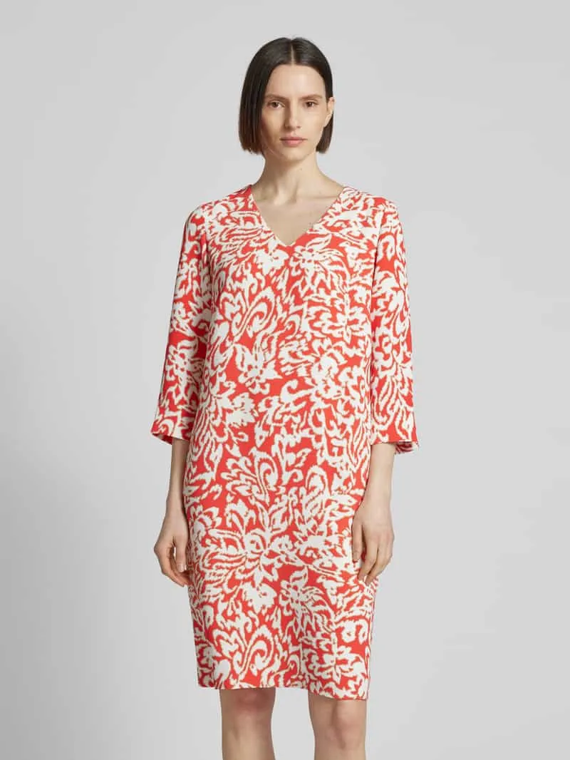 Comma Knielange jurk met all-over print Rood