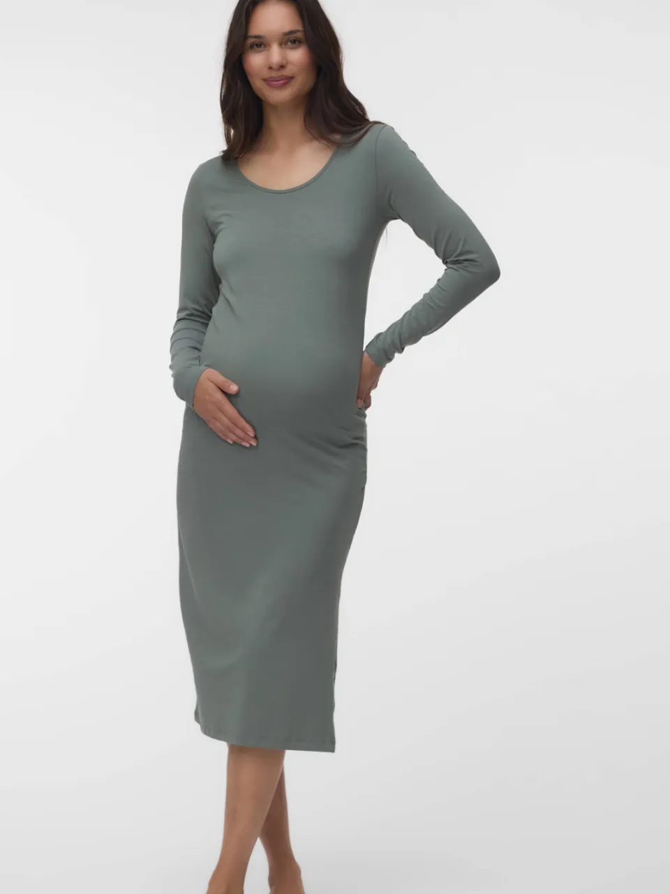 Mamalicious zwangerschaps midi jurk groen