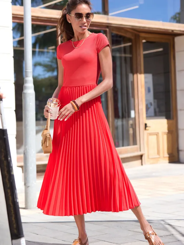 Midi-jurk rood