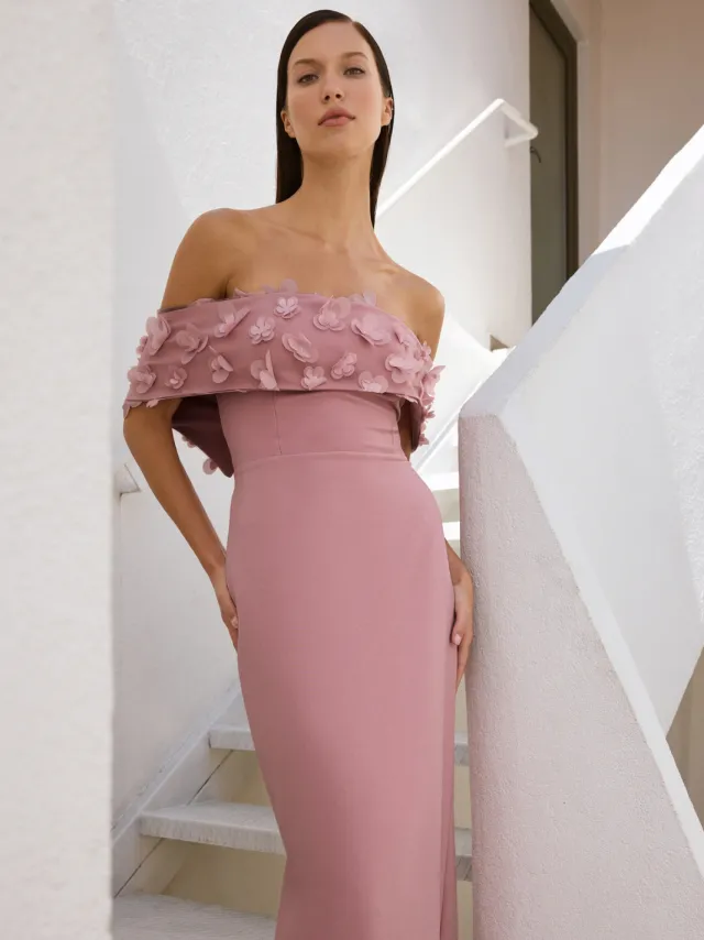 Trendyol TRENDYOLMİLLA Dames Roze Effen Maxi Mouwloos Diploma-uitreiking / Gala Recht Avond & Gala Jurk Rosé