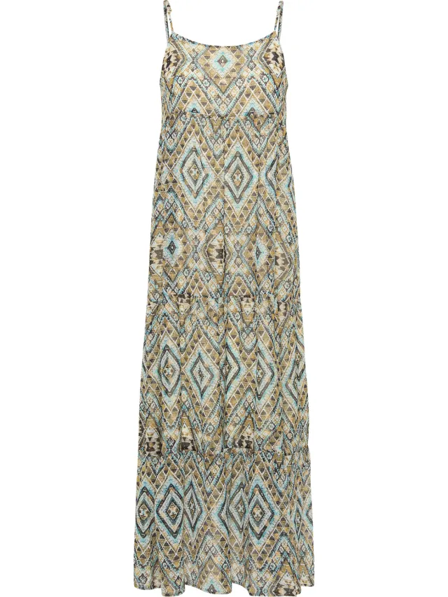 IZIA Maxi-jurk met spaghettibandjes Dames Blauw Goud