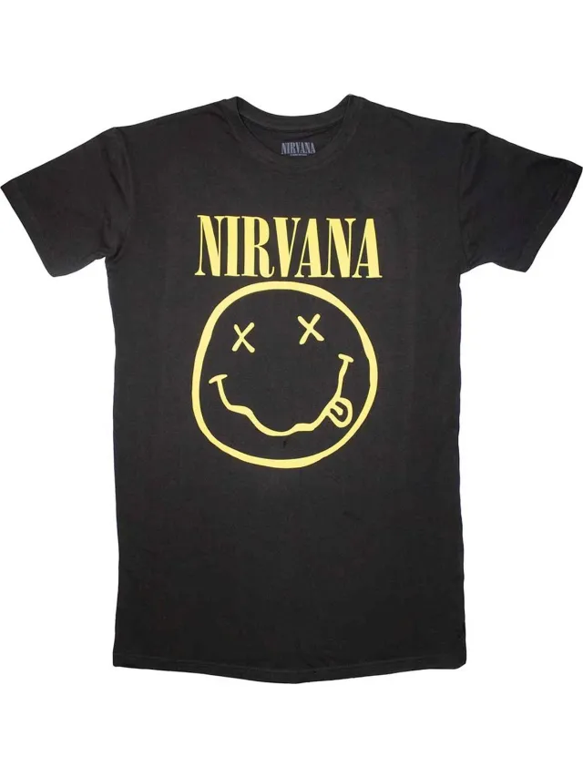 Nirvana Happy Face Korte jurk - L - Zwart