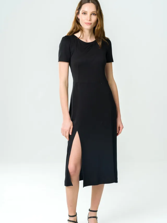 Avani dames vegan Midi Jurk Victoria Zwart