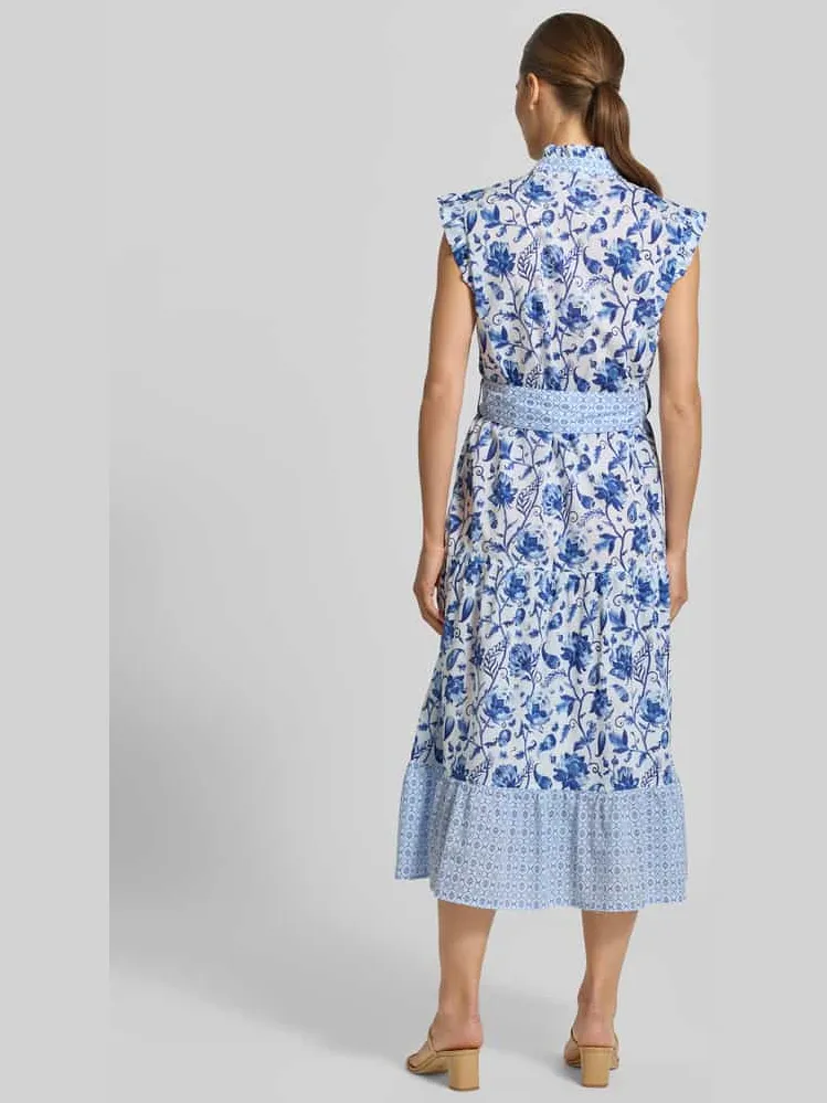 Christian Berg Woman Midi-jurk in all-over look met Strikceintuur donkerblauw, foto 3