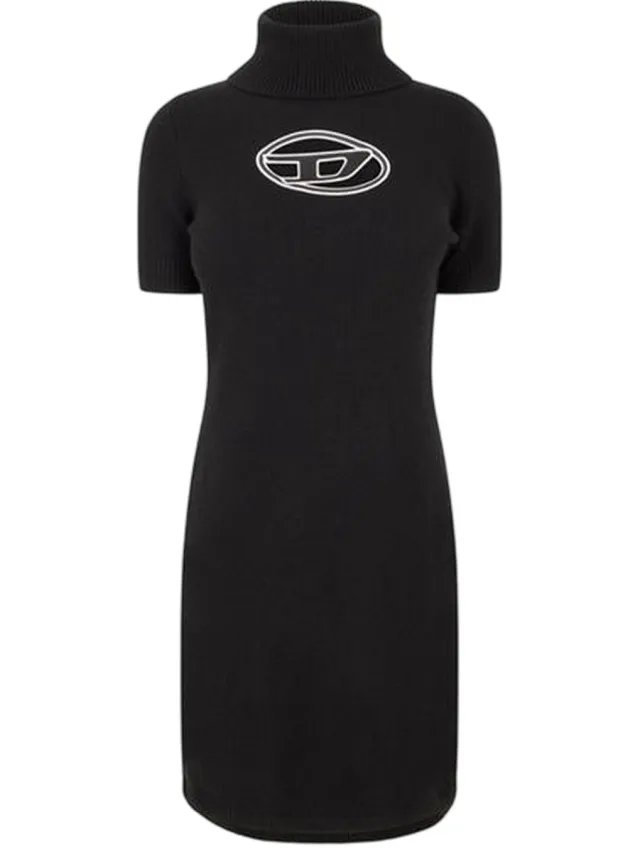 Diesel Dames Argaret mini-jurk met col en strakke pasvorm (Zwart)