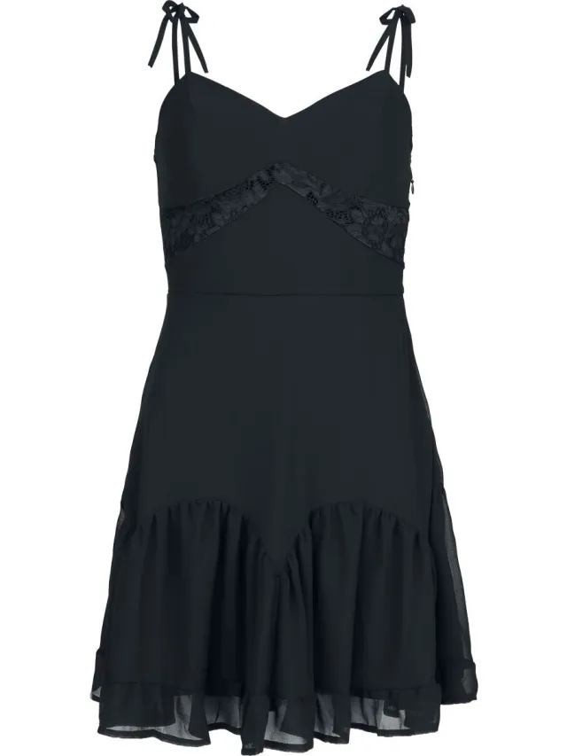 Jawbreaker Chiffon Mini Dress With Lace Underbust Dames Mini-jurk - zwart