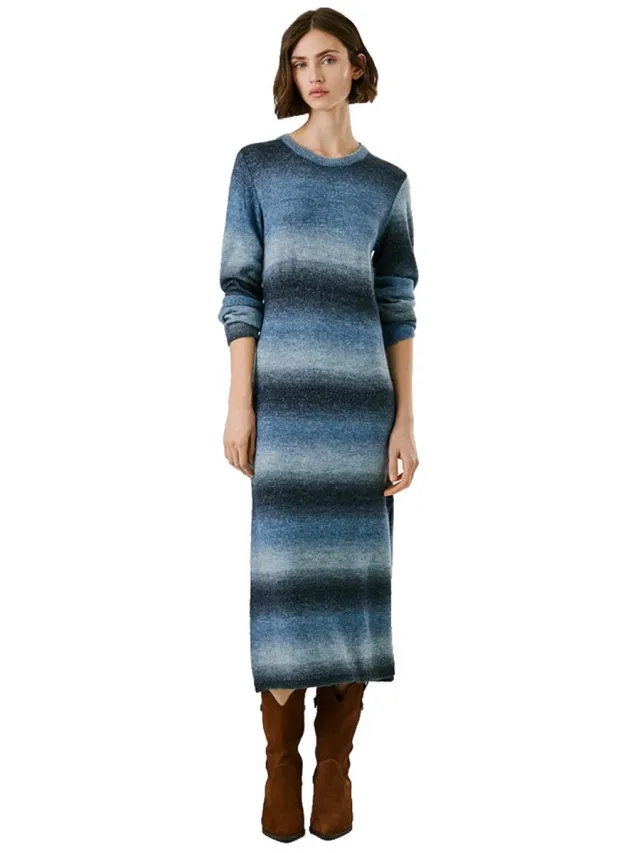 Pepe Jeans Colombe Lang Mouw Jurk Blauw S Vrouw Dulwich Blue