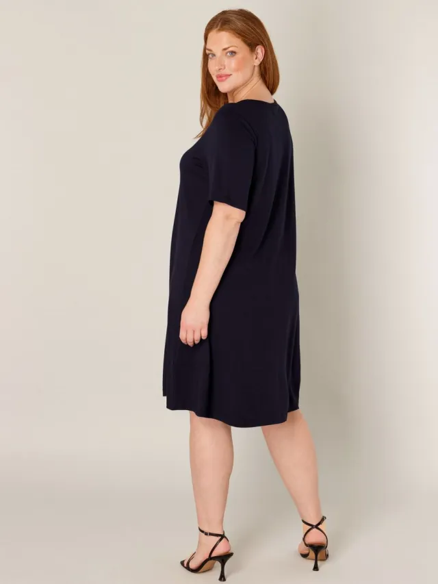 Base Level CURVY BLCAbernathy Jurk - Dark Blue - maat 2(50)