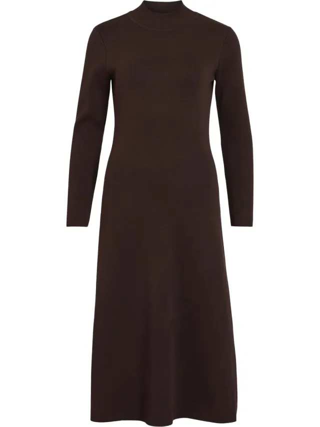 Vila VISWAY HIGHNECK L/S MIDI KNIT DRESS - Dames - Maxi jurken coffee bean