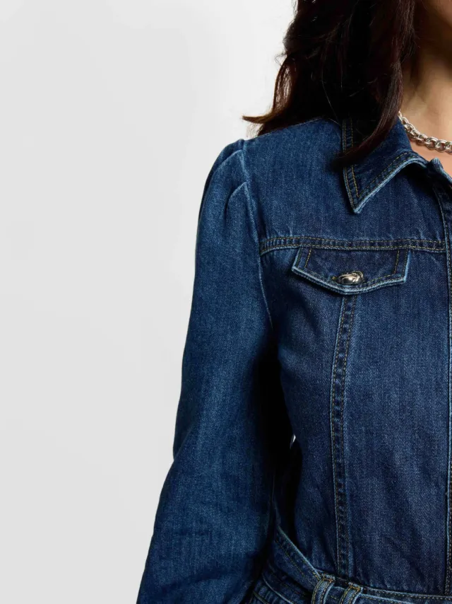 Morgan denim A-lijn jurk dark blue denim, foto 4