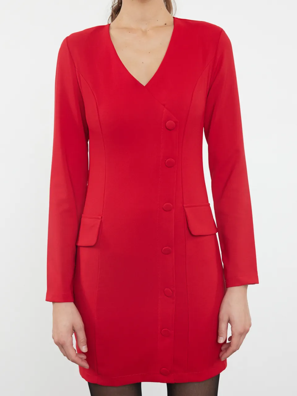 Trendyol TRENDYOLMİLLA Dames Rood Effen Kort / Mini Lang Avond / Dagelijks Blazer Jurk Jurken, foto 2
