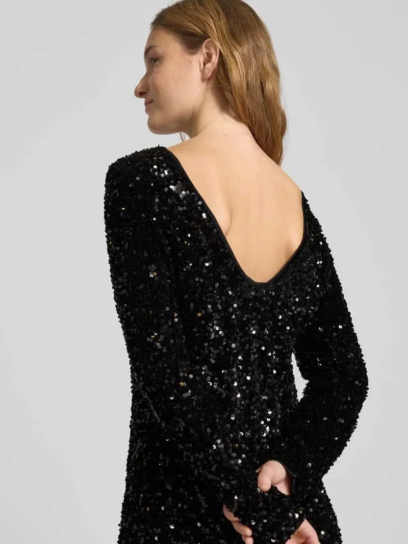 Only Nauwsluitende cocktailjurk met pailletten, model 'CONFIDENCE' metallic zwart, foto 4