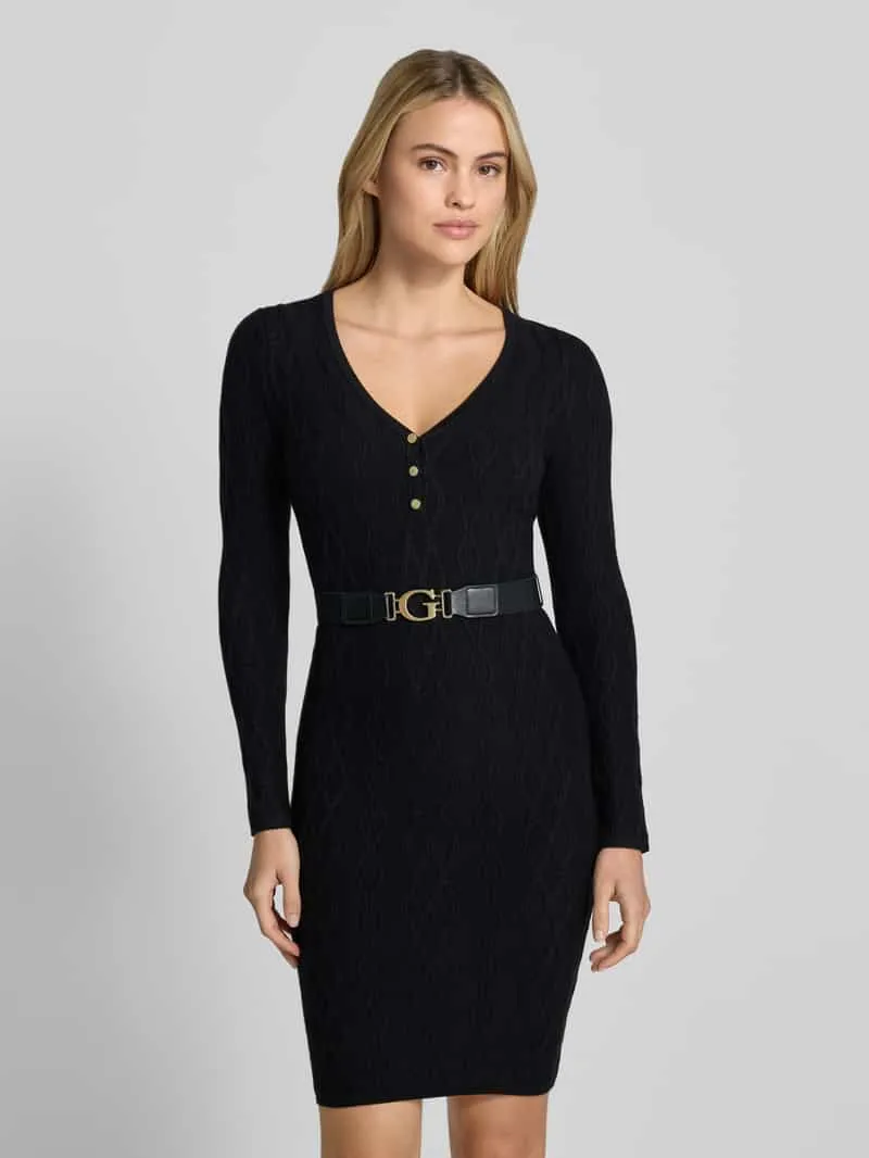Guess Gebreide jurk met riem model 'YUKI' zwart, foto 5
