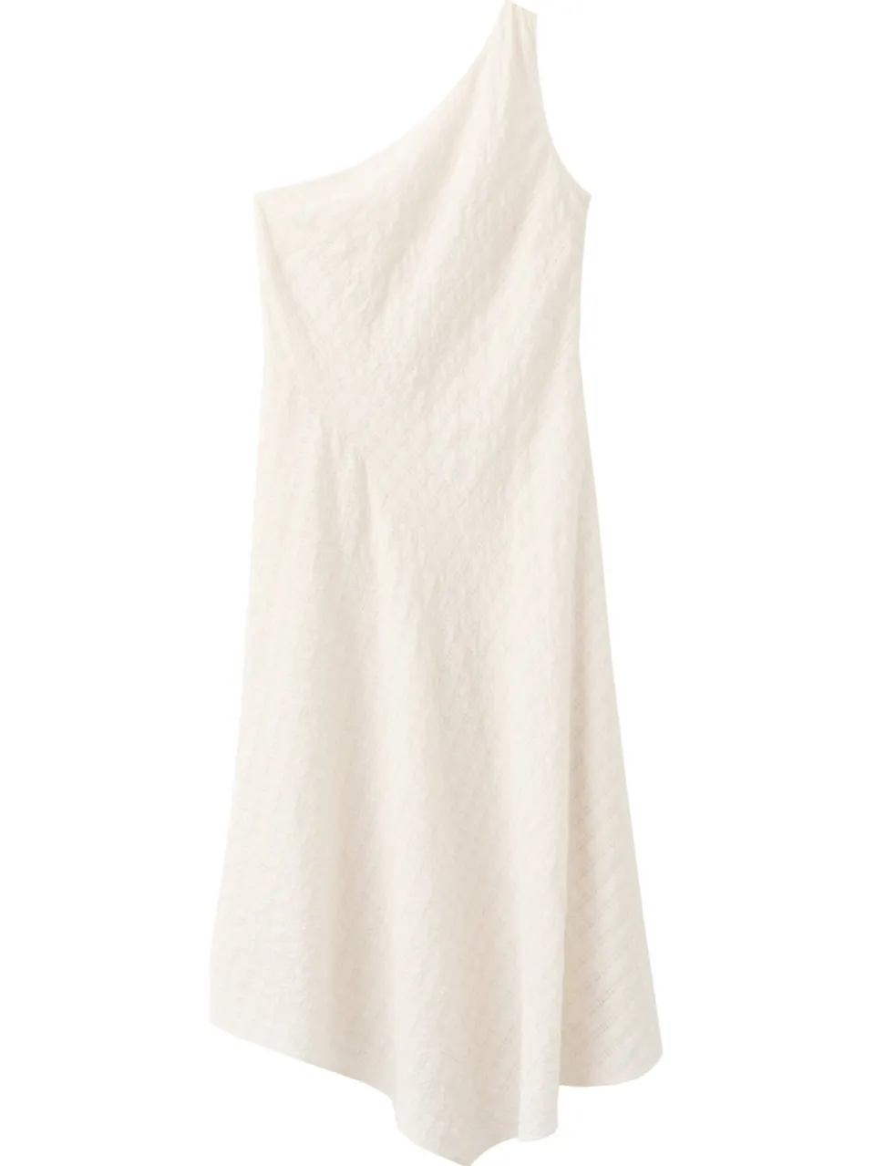 Mango one shoulder midi zomerjurk - ecru, foto 2