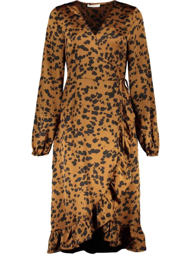 Freebird Rosy Midi Ls Dress Dames - Jurk - Bruin