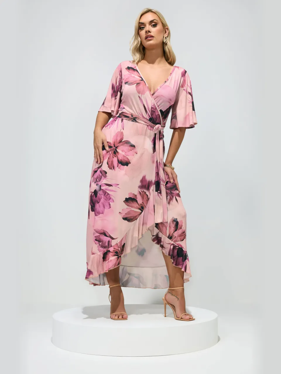 Yours London Roze Wikkeljurk Met Bloemenprint, foto 3