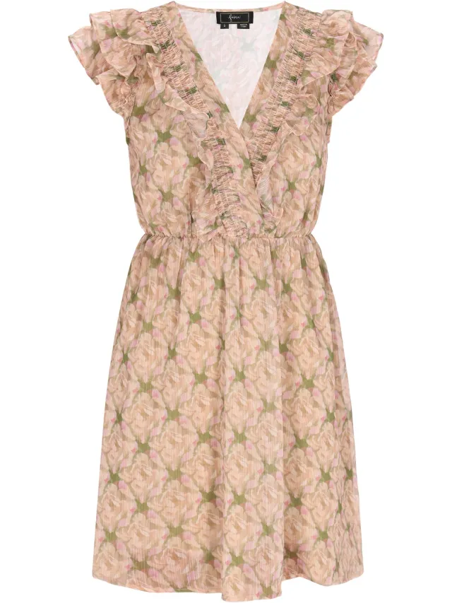 NAEMI Dress Beige Multicolor