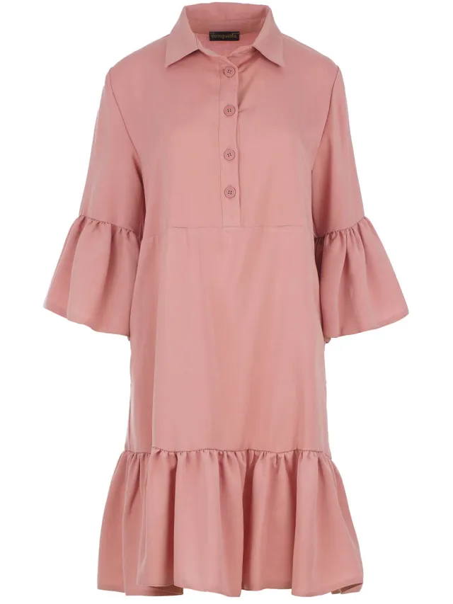 Conquista Blush Roze Tencel Overhemd Jurk Rosé