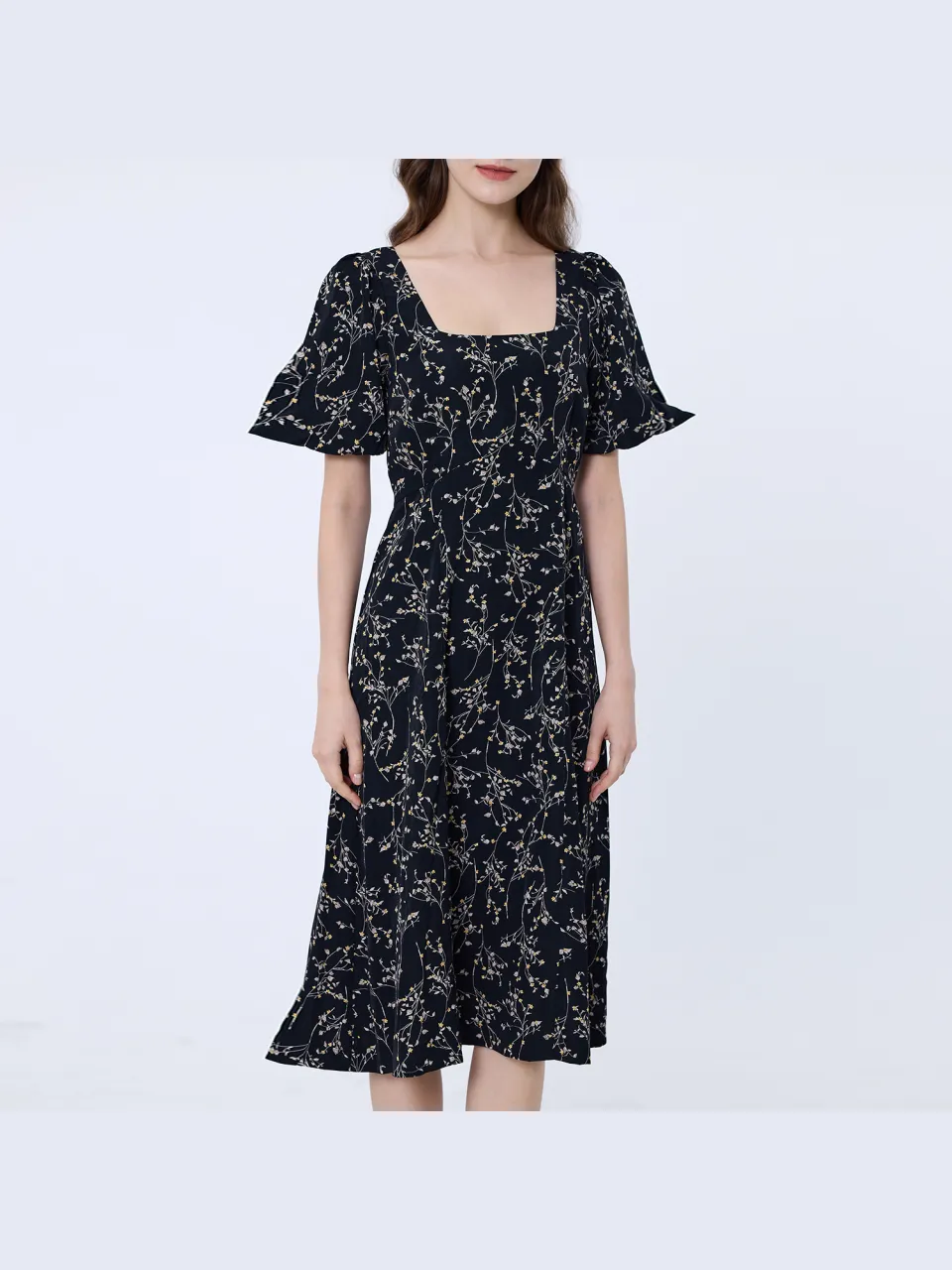 S&J Weekends Vierkante halslijn Liberty print jurk zwart, foto 2