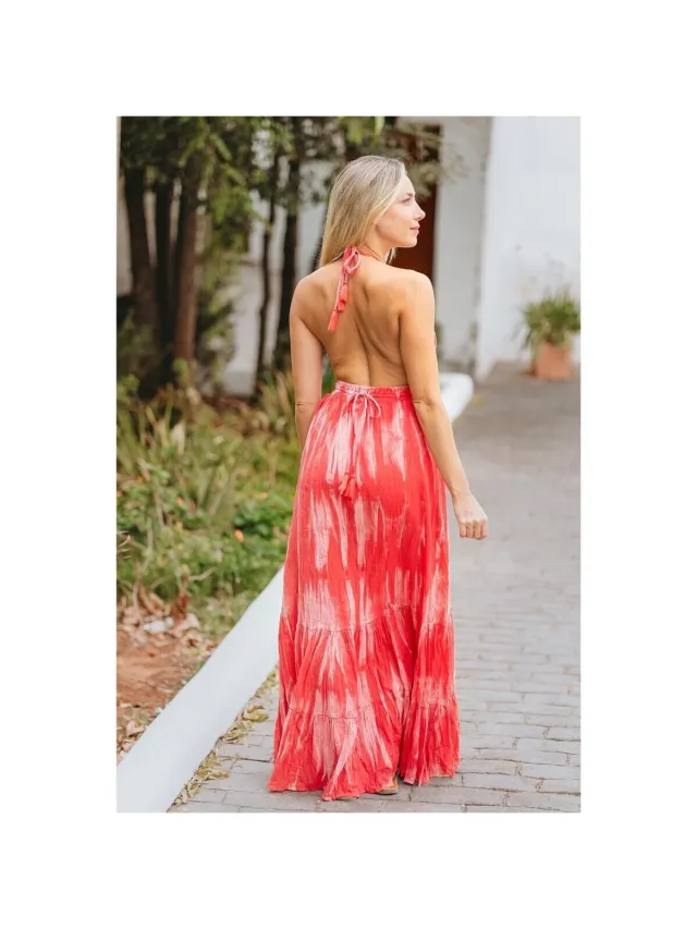 Isla Bonita By Sigris Lange Jurk Isla Bonita By Sigris Lange Midi-Jurk Rood