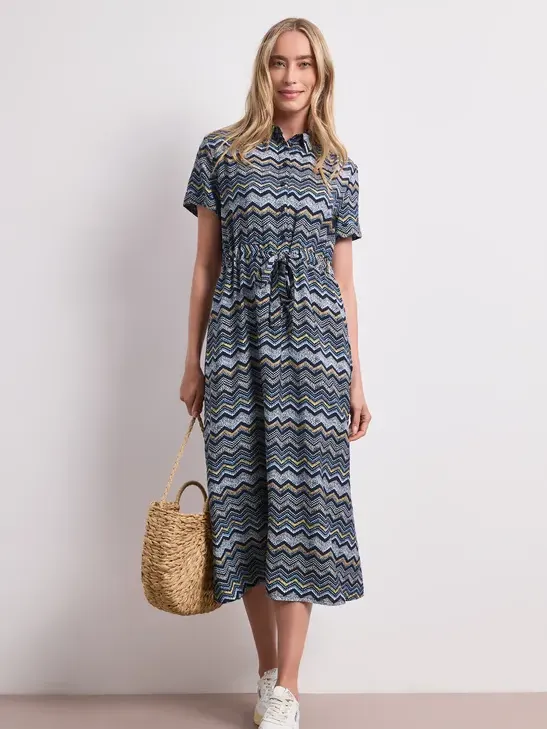 Street One Midi-jurk met zigzagpatroon Blauw