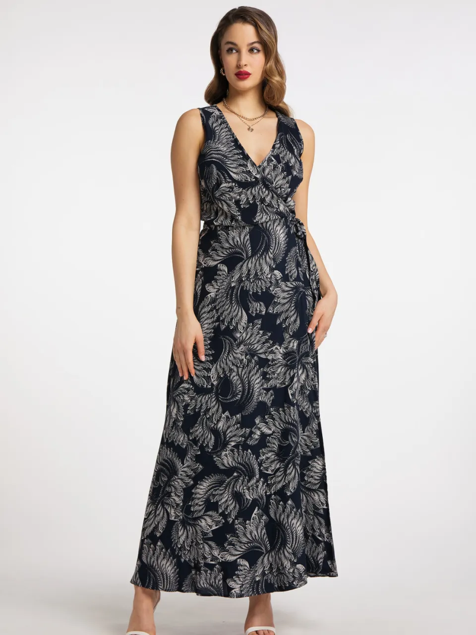 Faina maxi jurk met all-over print tylin Marineblauw