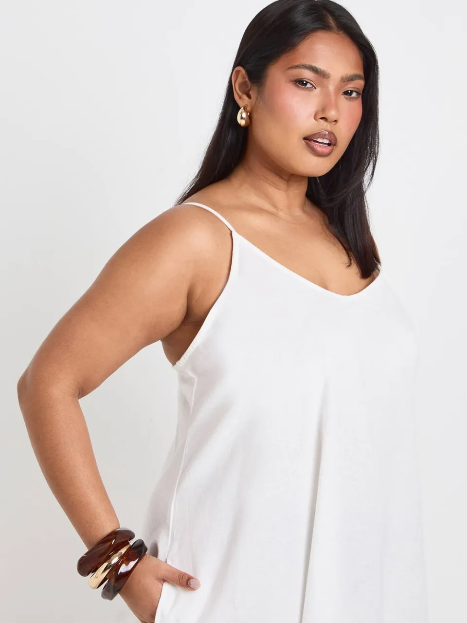 boohoo Dames Plus Linnen Hanky Zoom Maxi Jurk natural, foto 3